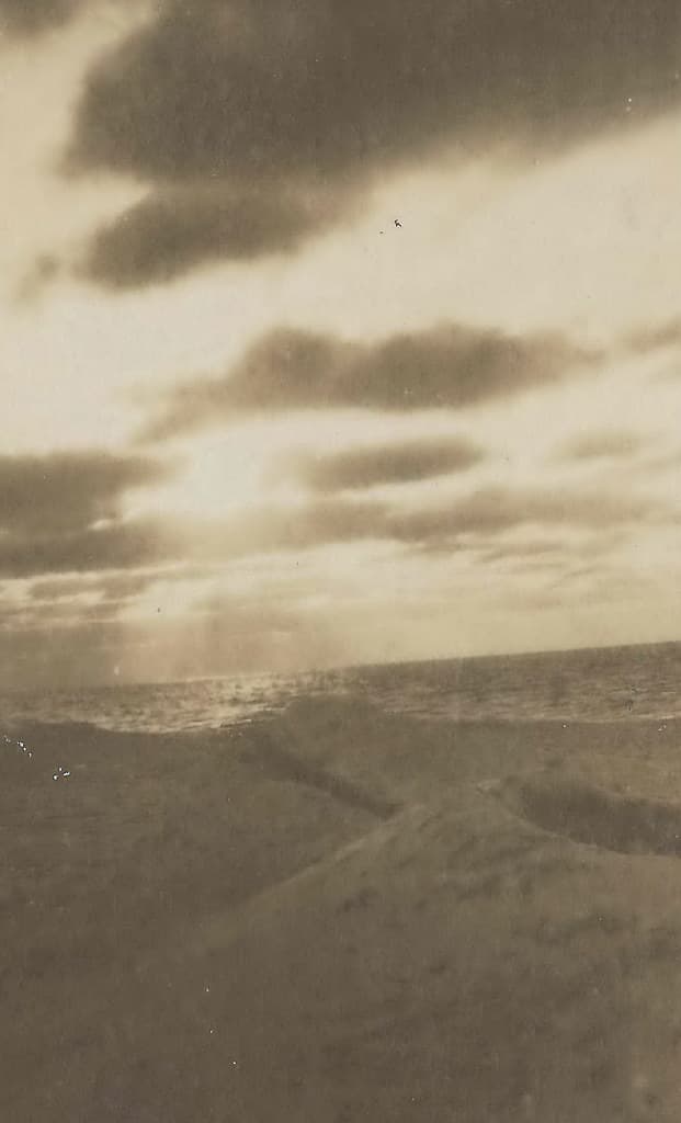 NW Leelanau Leland MI RPPC 1920 SUNSETS OVER LAKE MICHIGAN AND WATERFRONT DUNES Beach front South of the Village Dirt Street s early Automobile Era PHOTOGRAPHER UNK-