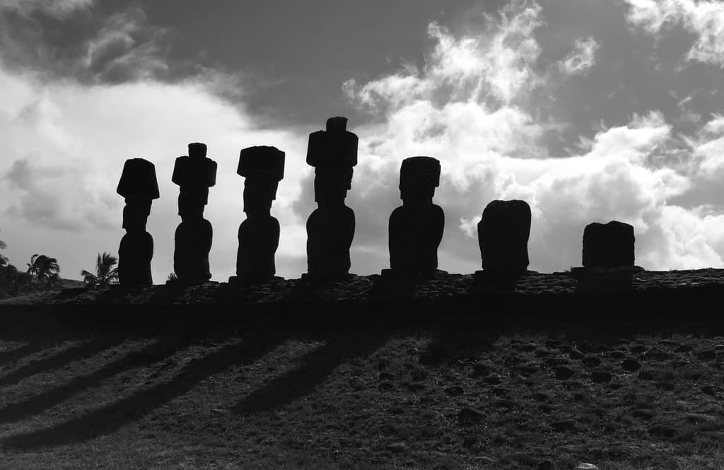 The Ahu Nau Nau, Anakena Beach, Rapa Nui (Easter Island), Polynesia, Chile, Oceania.