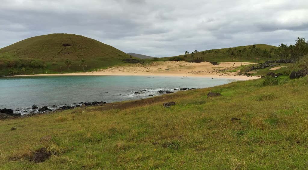 Anakena Beach, the Utmost North Coast Trail to the West Coast trail, Rapa Nui (East Island), Polynesia, Chile.