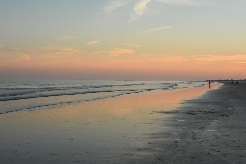 Dusk Falling - Pink Sky - Calm Sea - Kiawah Beach 1