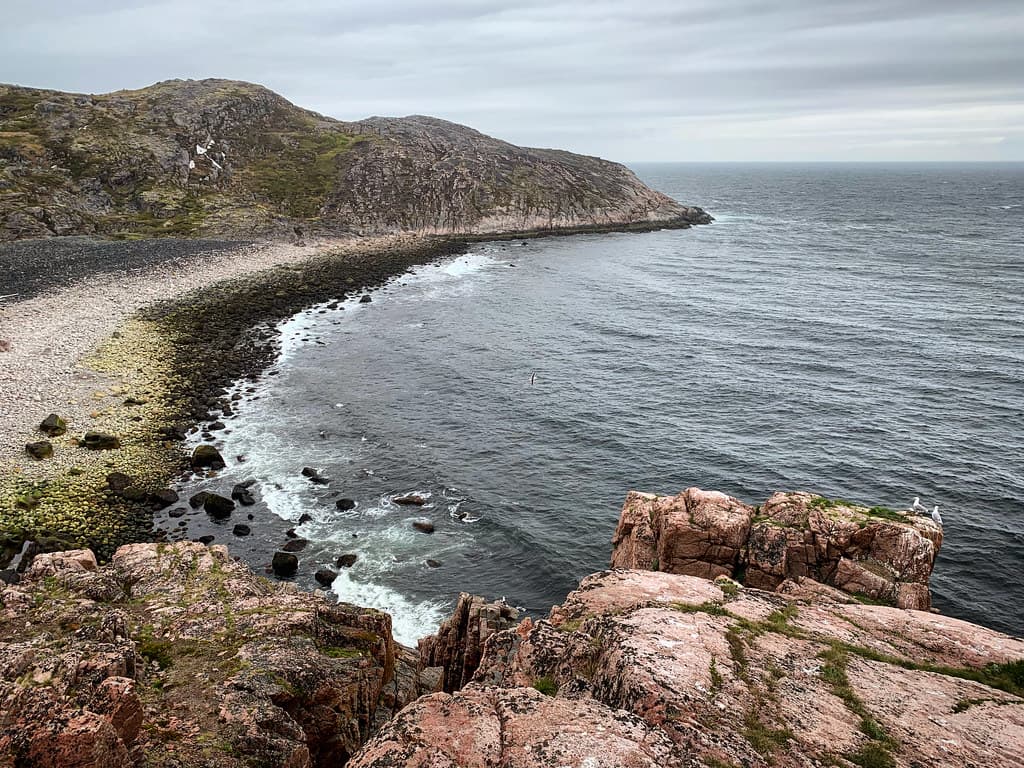 Cliffs over the Arctic Ocean and Barents Sea near Teriberka, Russia, June 2019