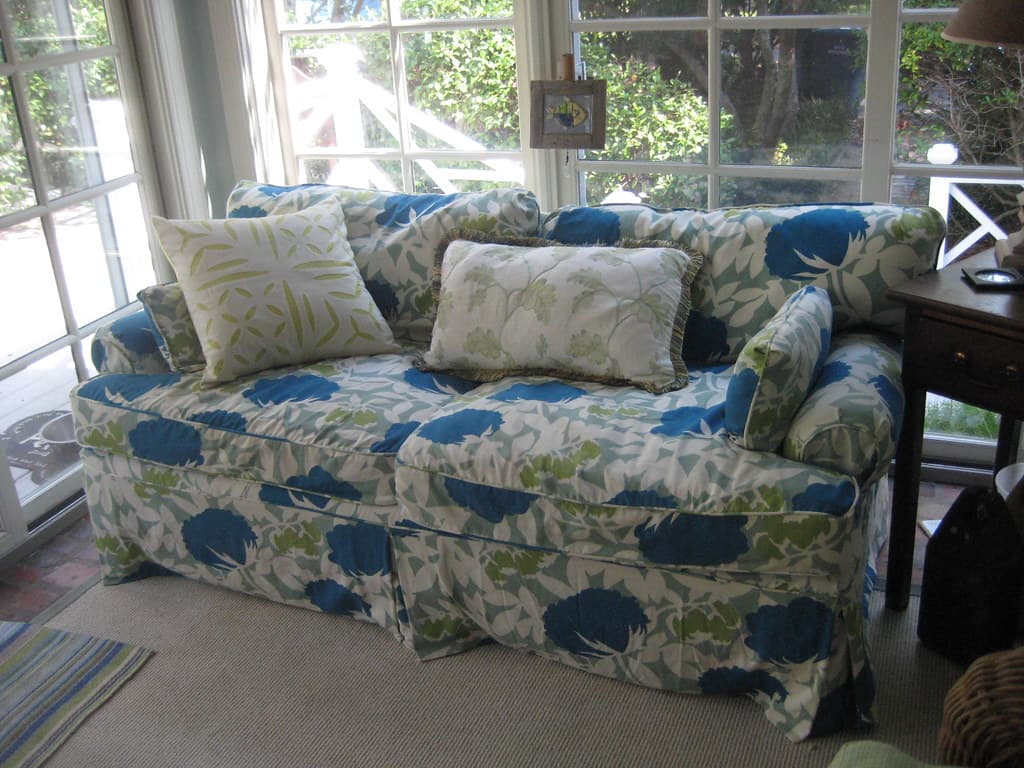 Custom slipcover in Thomas Paul floral fabric